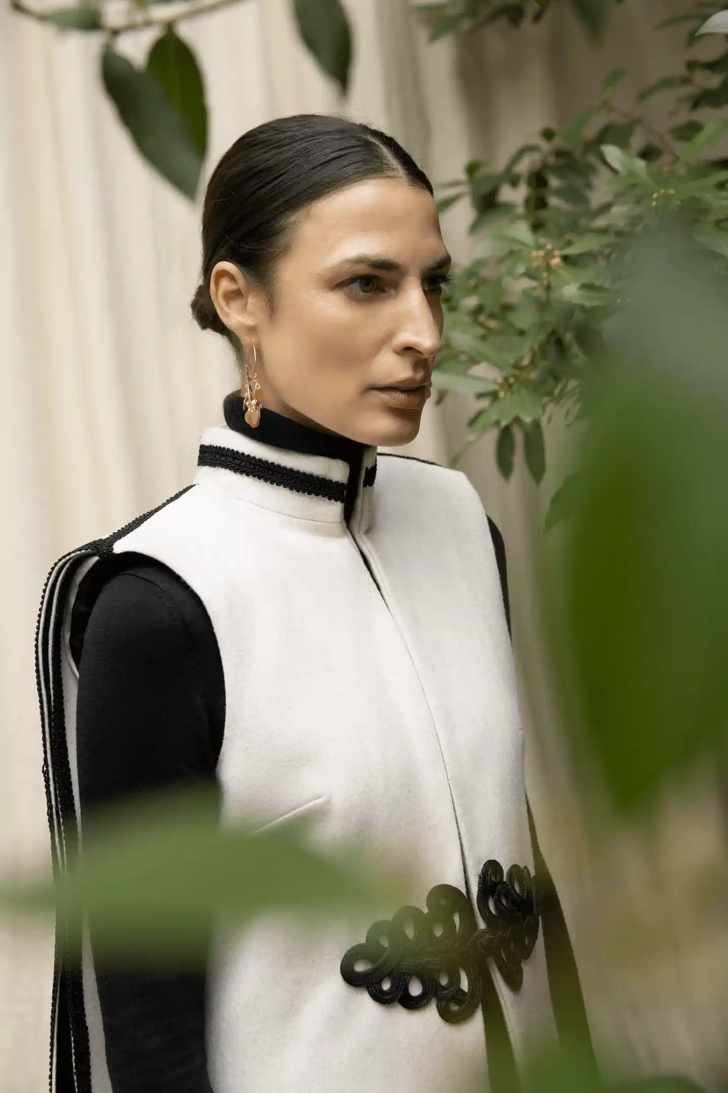 WHITE LONG GILET PISLI
