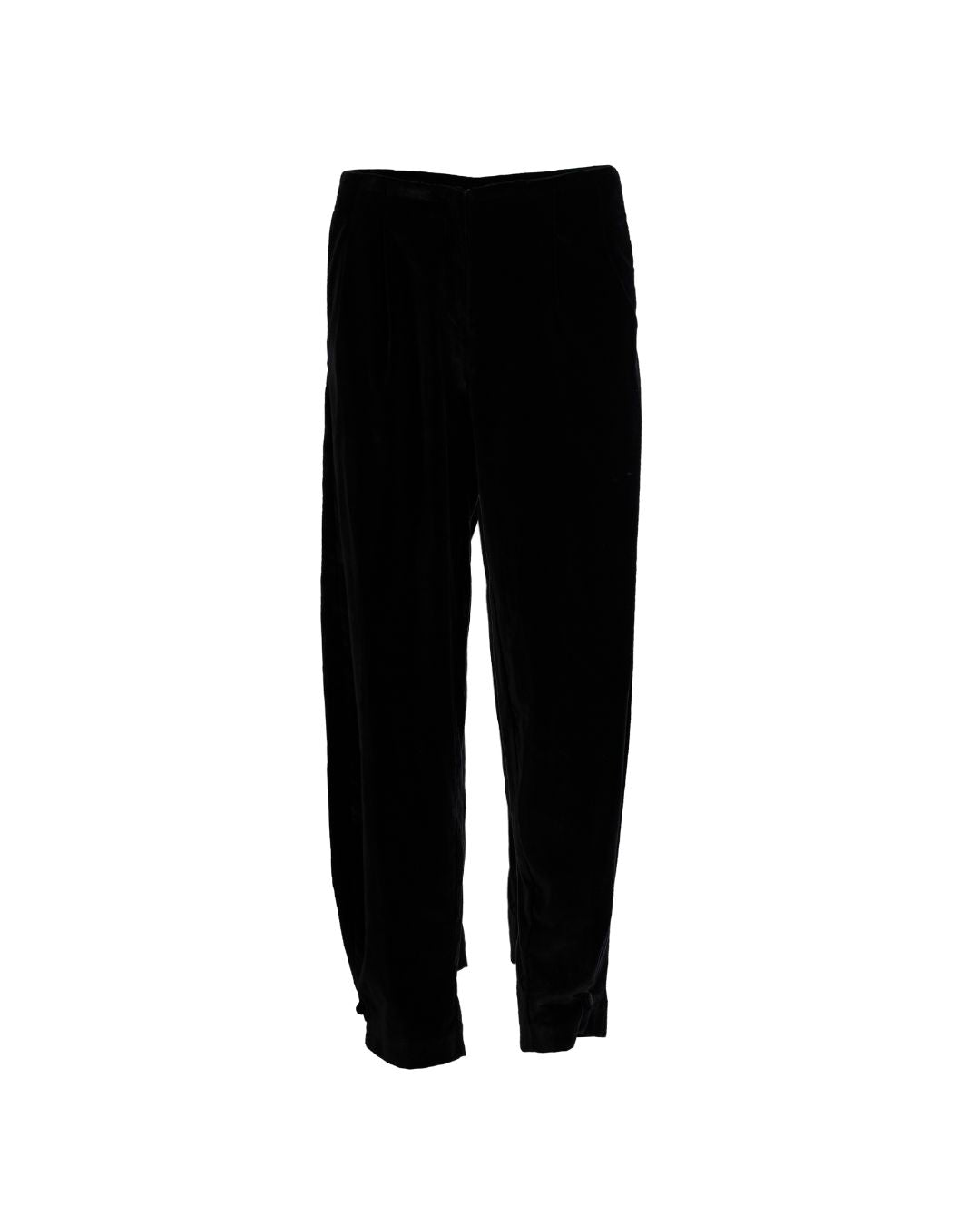 BLACK WOOL BARREL PANTS