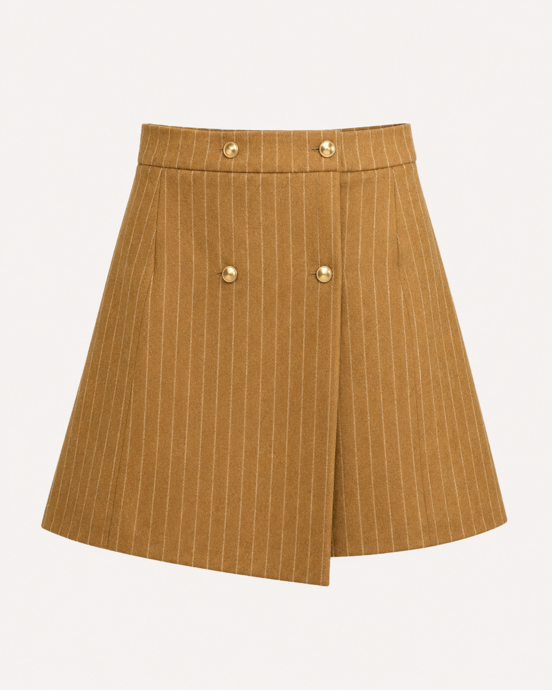 Sand Striped Beaver Asymmetrical Mini Skirt