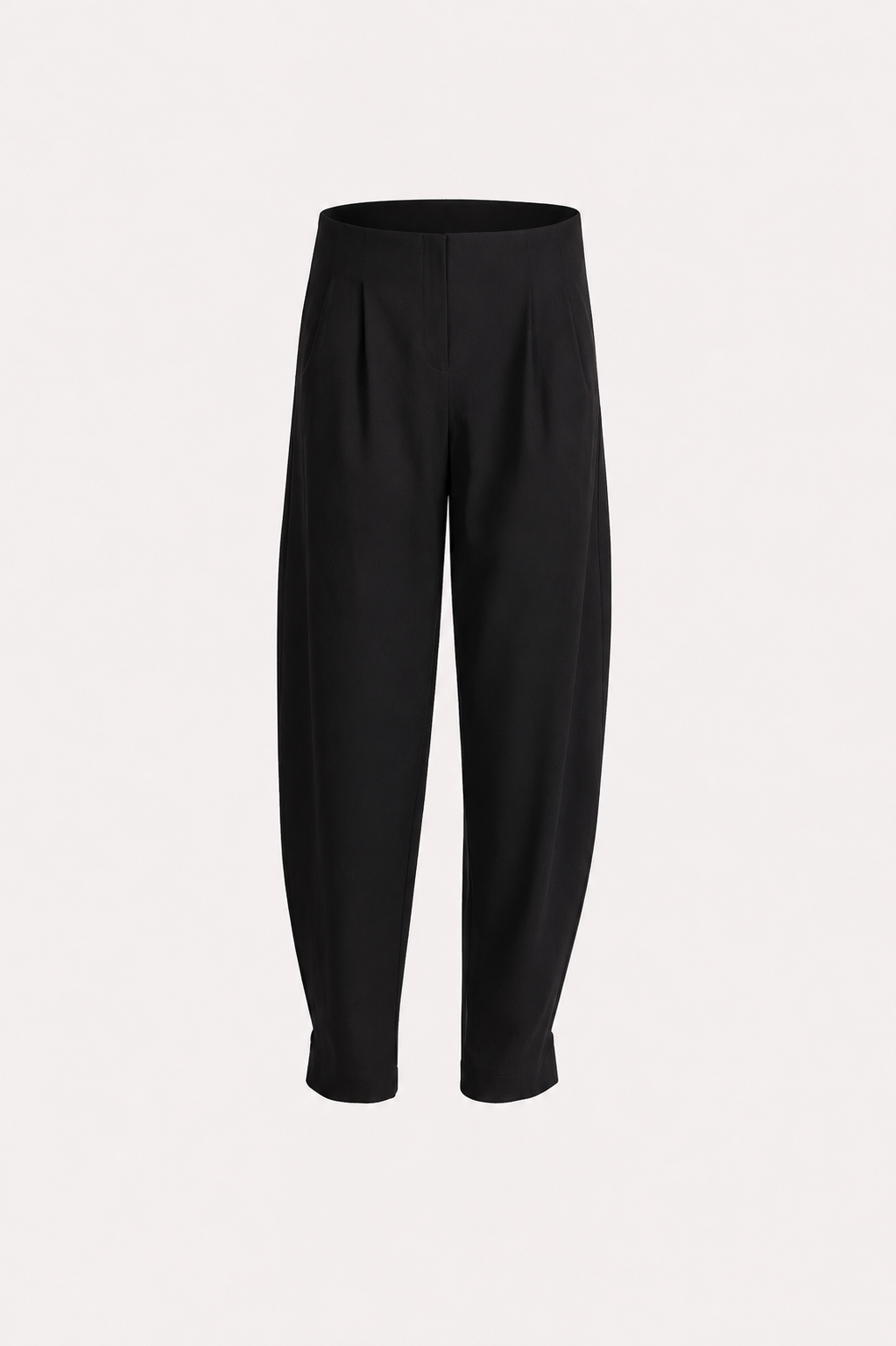 Black Wool Barrel Pants