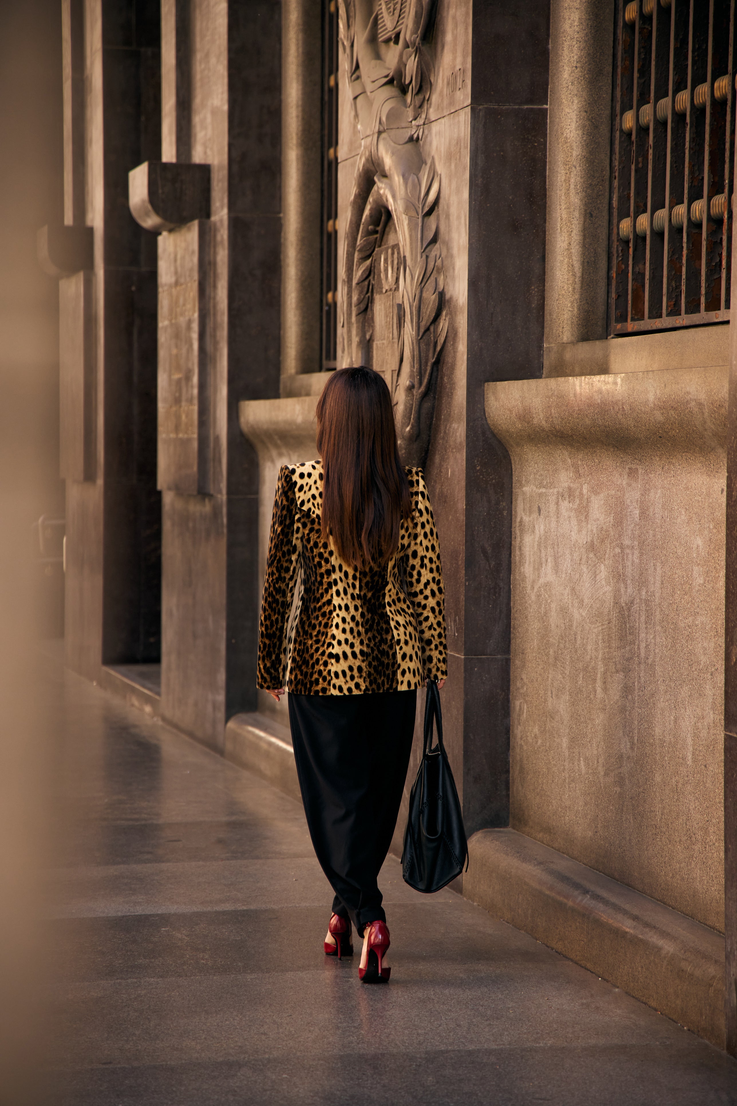 Black Wool Barrel Pants
