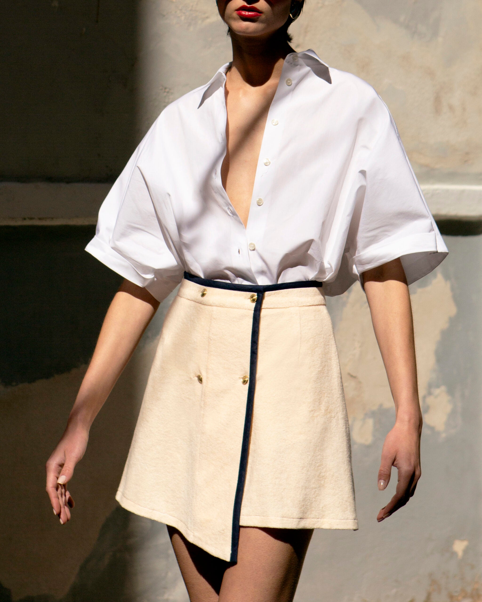 VANILLA TERRY ASYMMETRICAL SKIRT