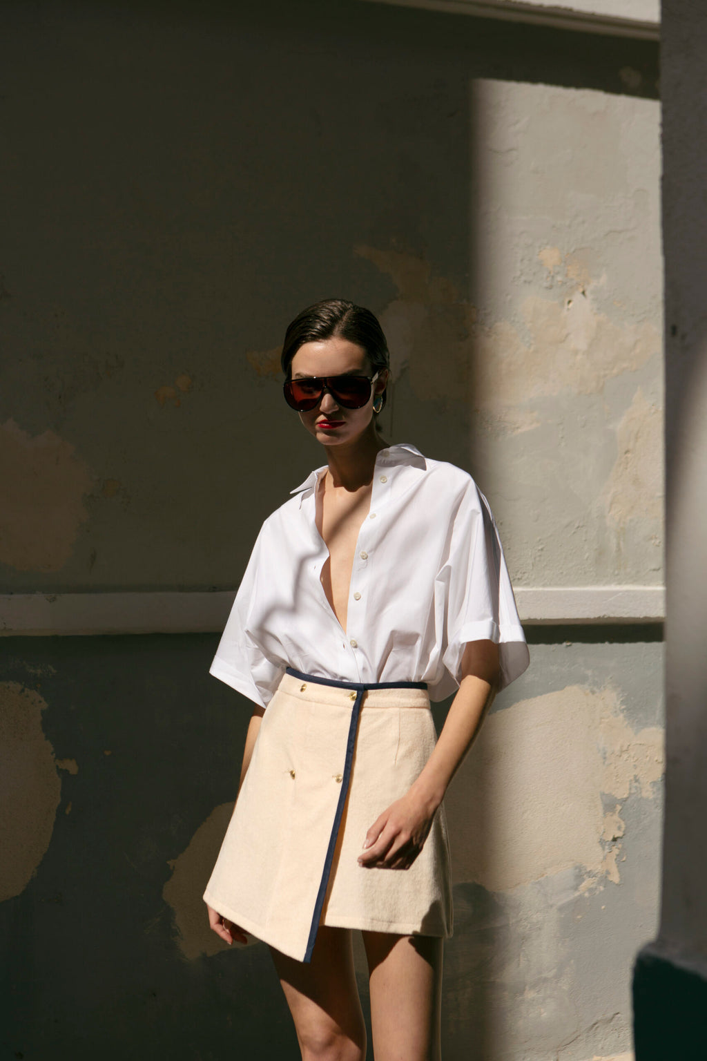 VANILLA TERRY ASYMMETRICAL SKIRT