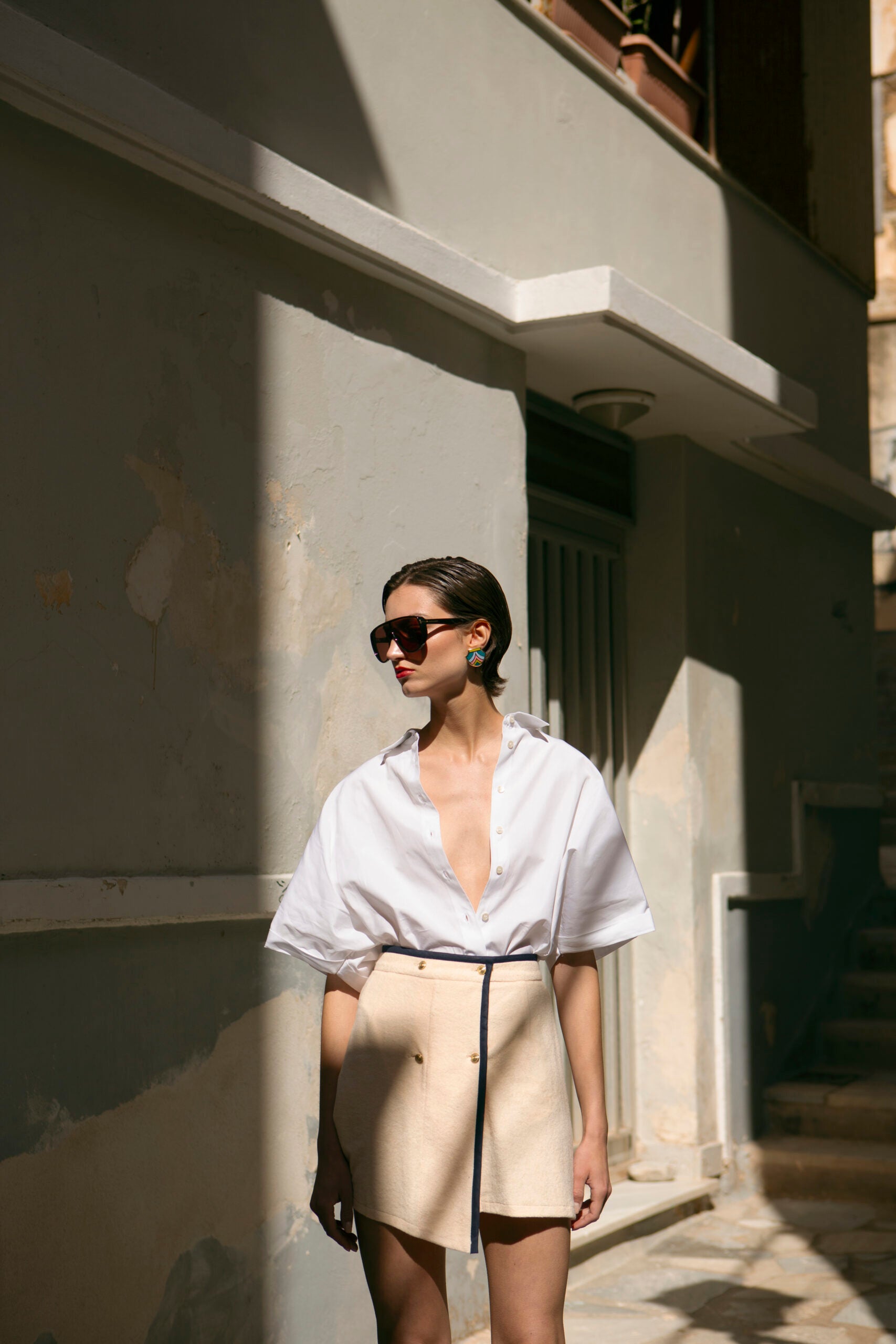 VANILLA TERRY ASYMMETRICAL SKIRT