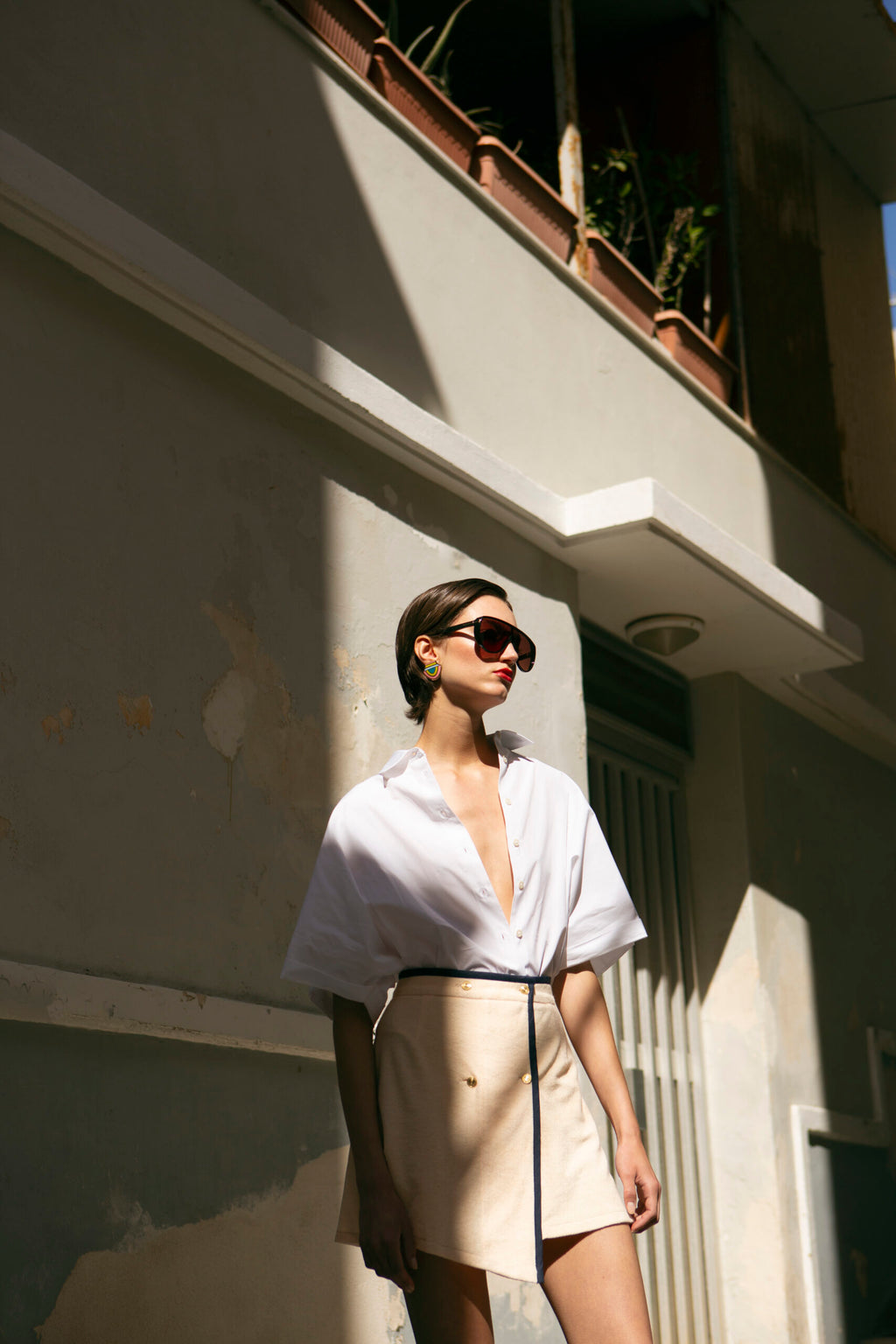 VANILLA TERRY ASYMMETRICAL SKIRT