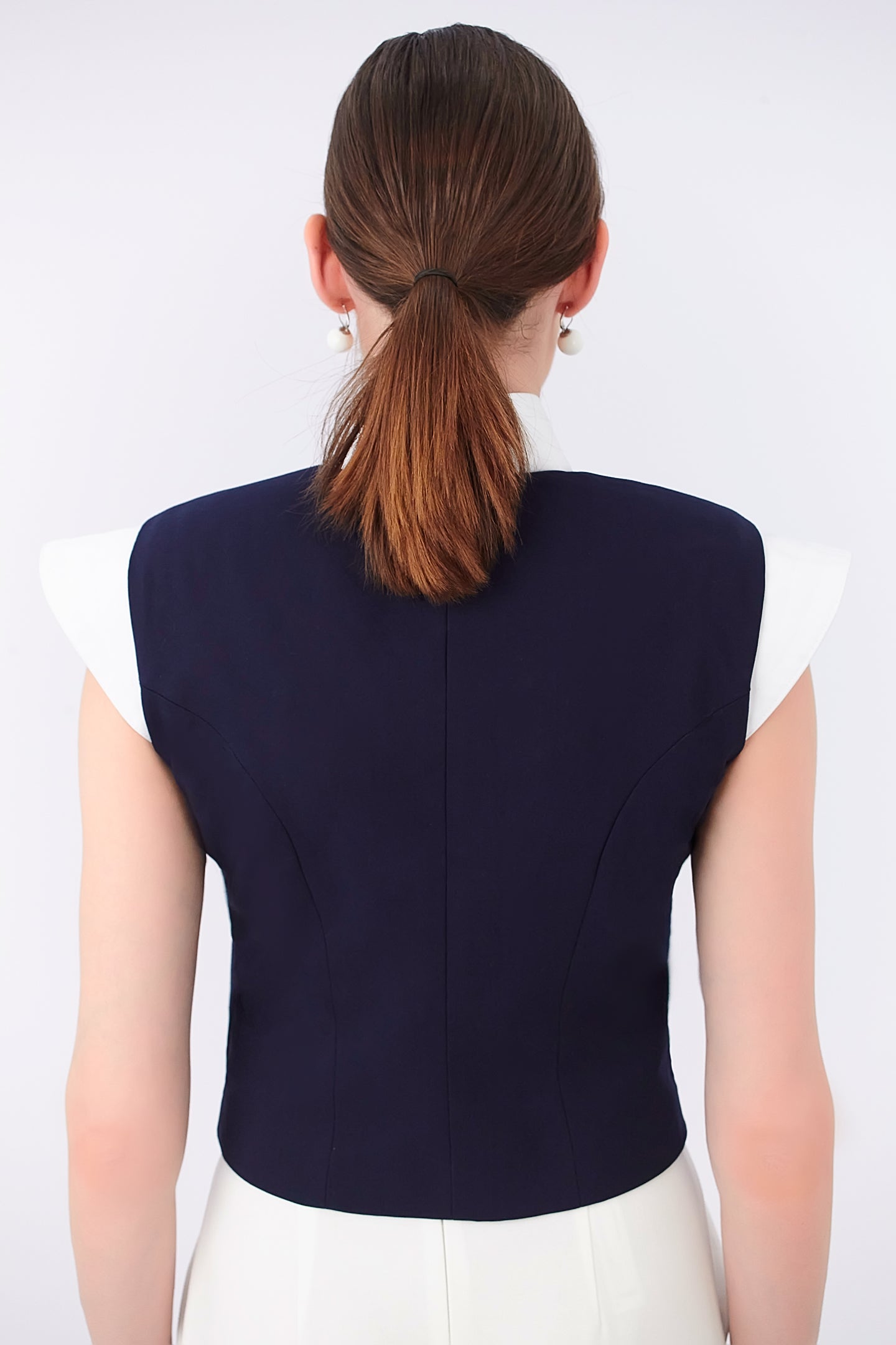 Blue Cropped Military Gilet Napoleon