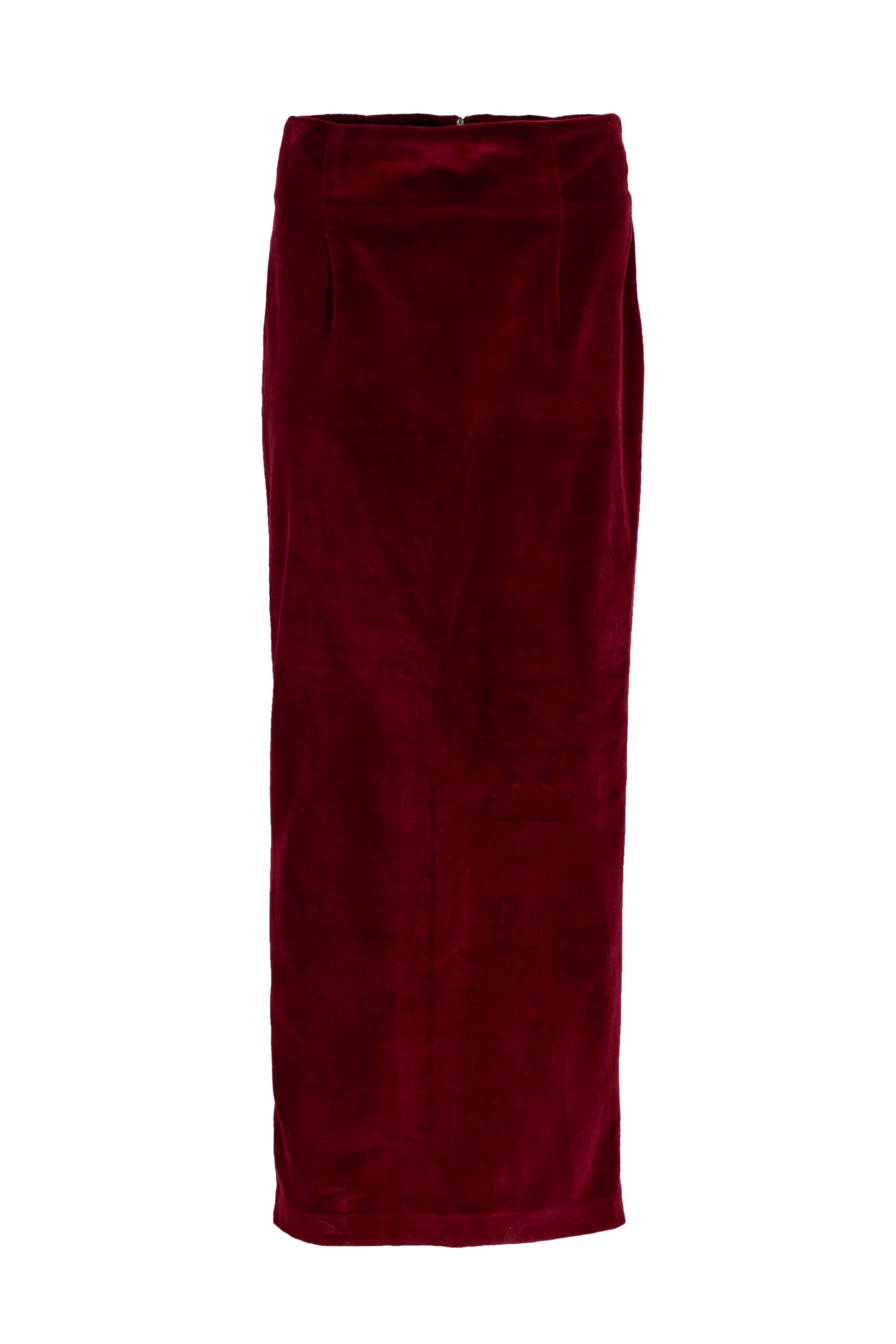 BURGUNDY VELVET NOBILITY MAXI SKIRT