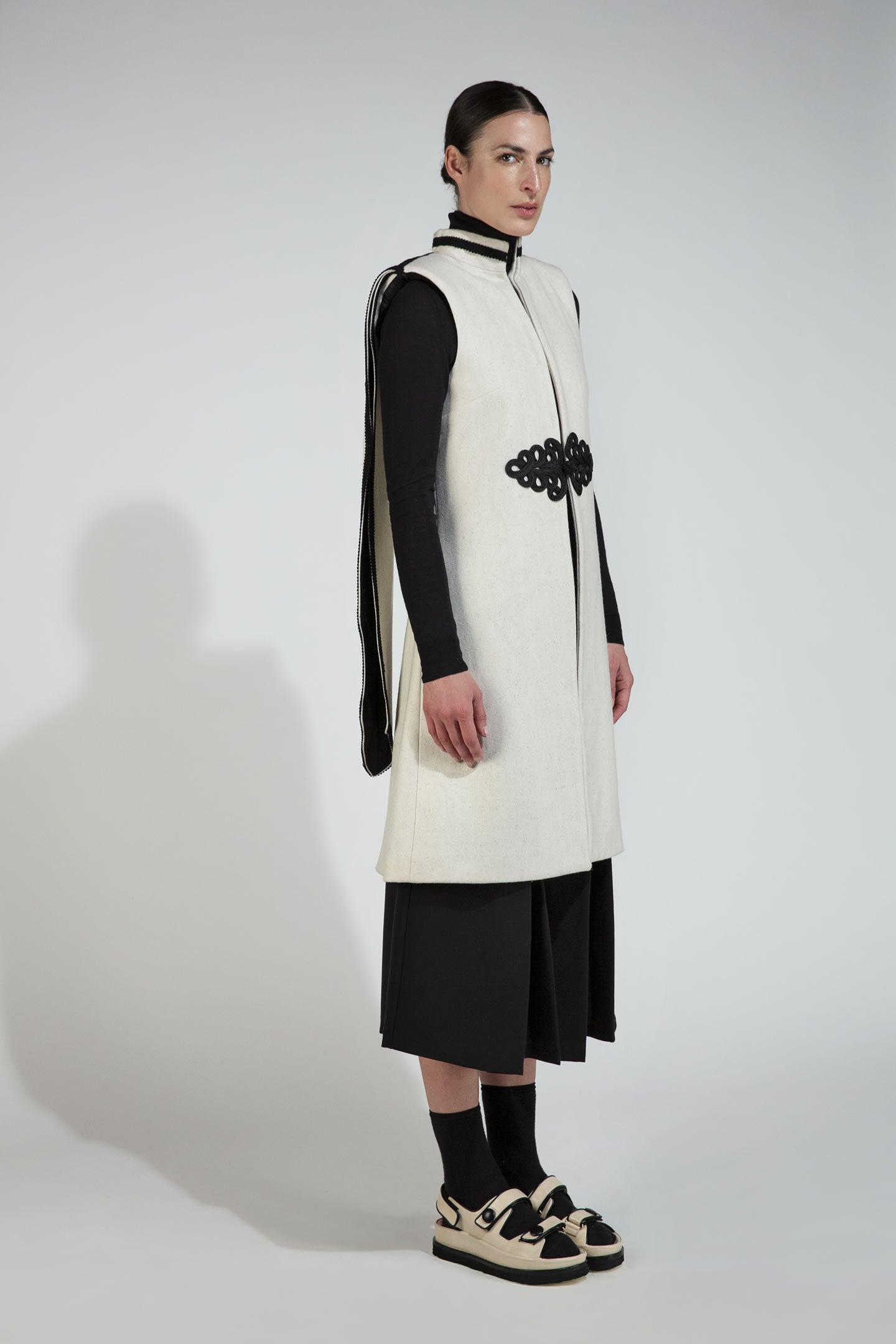 WHITE LONG GILET PISLI