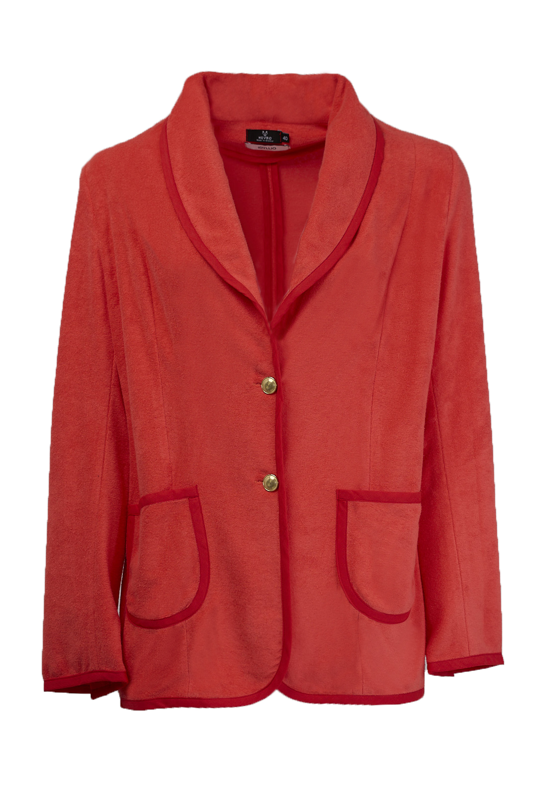 Crafted from plush terry cloth with red piping, the Bloody Mary Blazer offers a bold, breathable take on summer tailoring with a single-breasted silhouette and relaxed polish.
